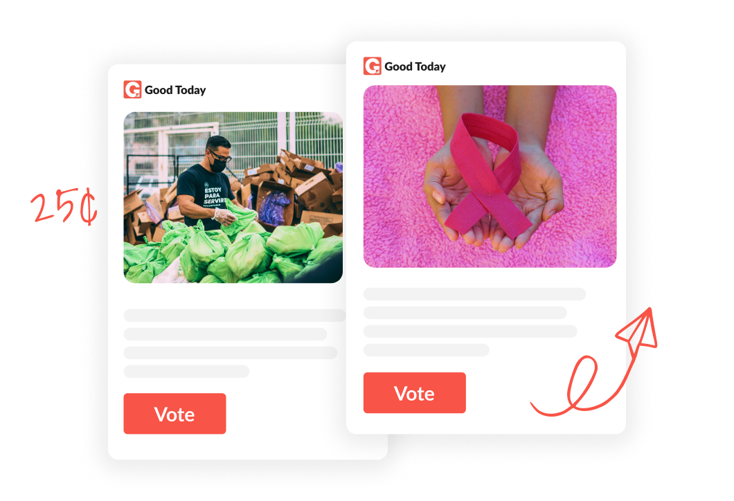 Voting interface for charities